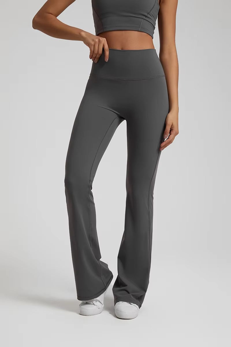 Trendy Plain Soft High Waist Full Length Flared Pants Mssza