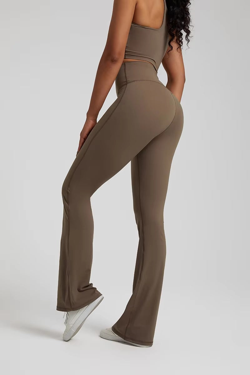Trendy Plain Soft High Waist Full Length Flared Pants Mssza