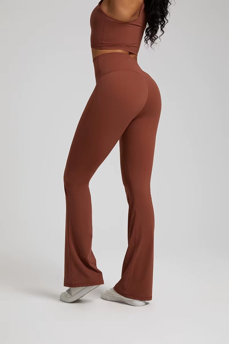 Trendy Plain Soft High Waist Full Length Flared Pants Mssza