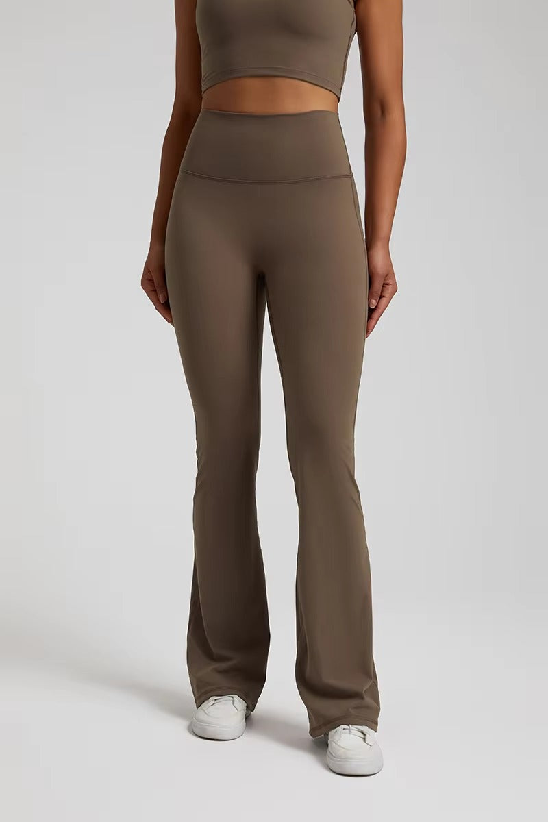 Trendy Plain Soft High Waist Full Length Flared Pants Mssza