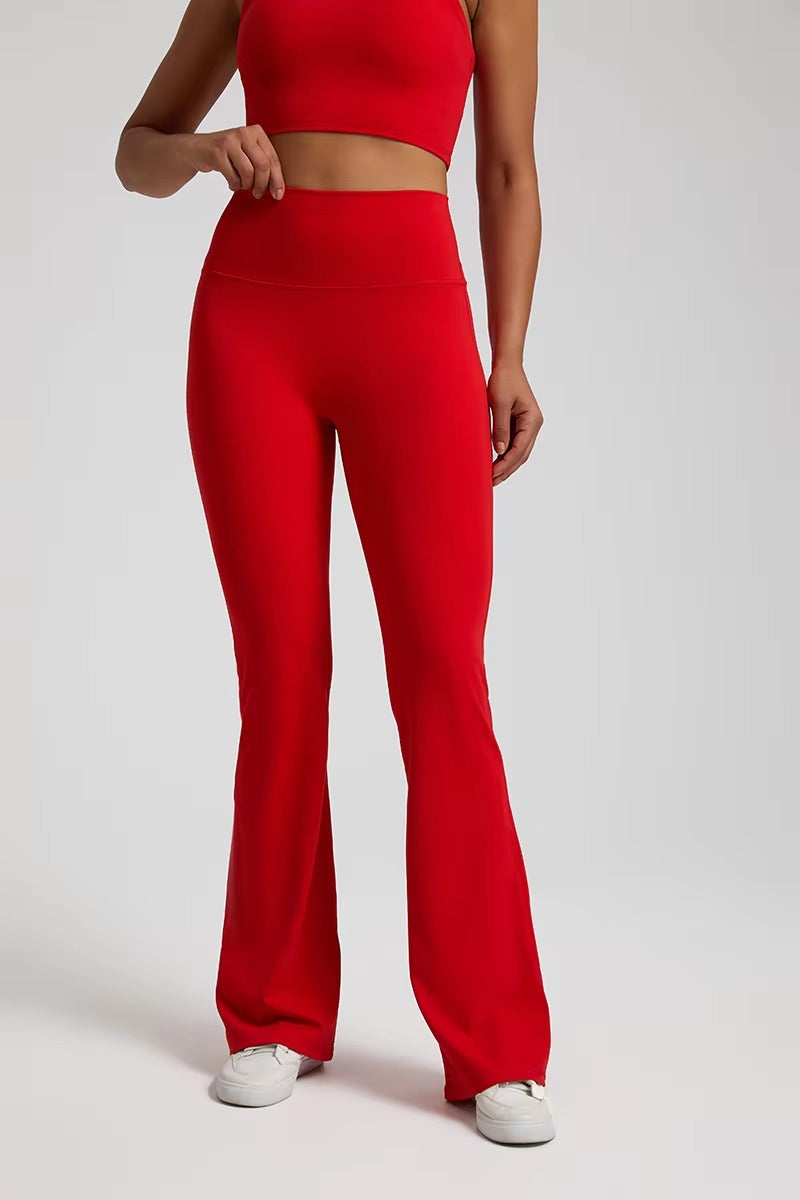 Trendy Plain Soft High Waist Full Length Flared Pants Mssza