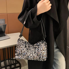 Trendy Polyester With Sequins Versatile Single Shoulder Small Handbag Mssza