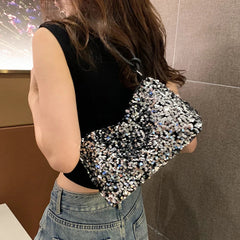 Trendy Polyester With Sequins Versatile Single Shoulder Small Handbag Mssza