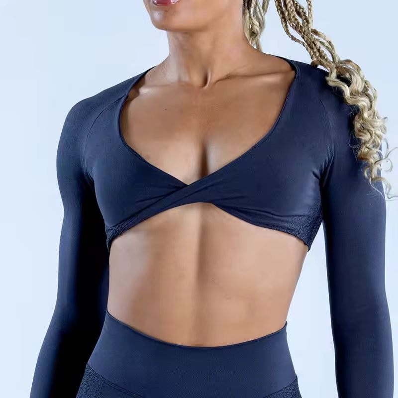 Trendy Quick Dry Breathable Long Sleeve Yoga Sport Top Mssza