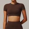 Trendy Quick Dry Short Sleeve Yoga Shirt Gym Sport Crop Top Mssza