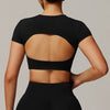 Trendy Quick Dry Short Sleeve Yoga Shirt Gym Sport Crop Top Mssza