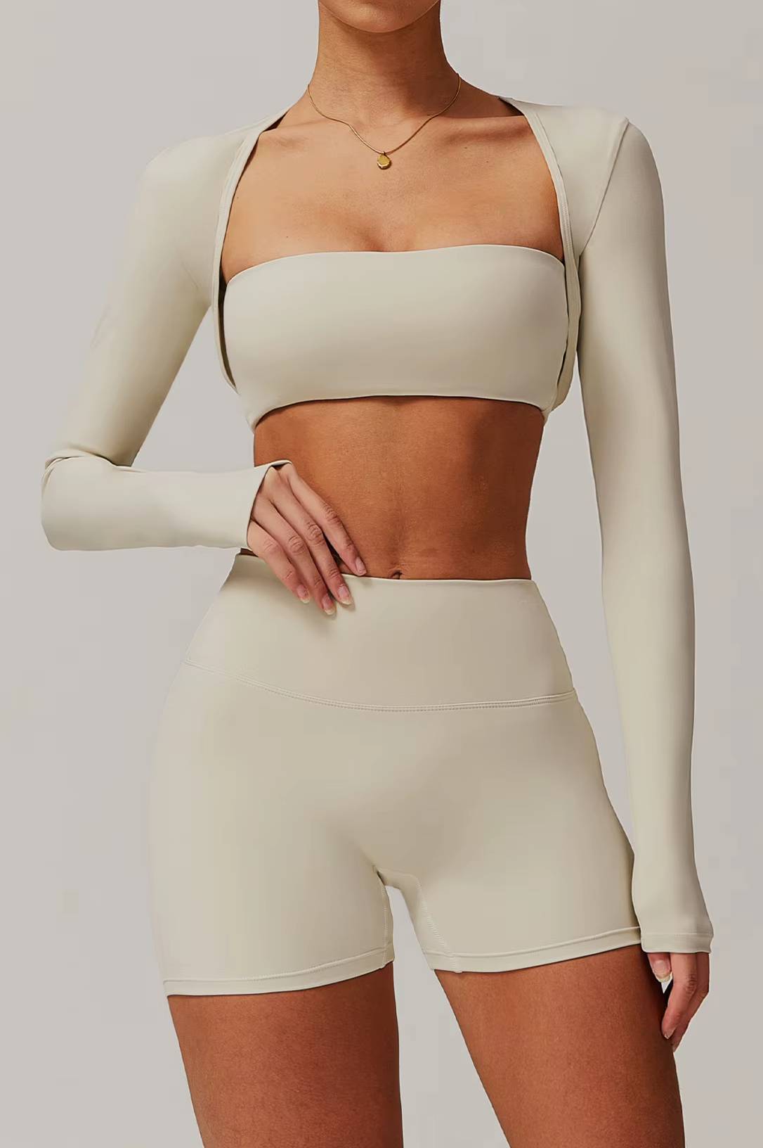 Trendy Quick Drying Brushed Shawl Long Sleeved Yoga Tops Mssza
