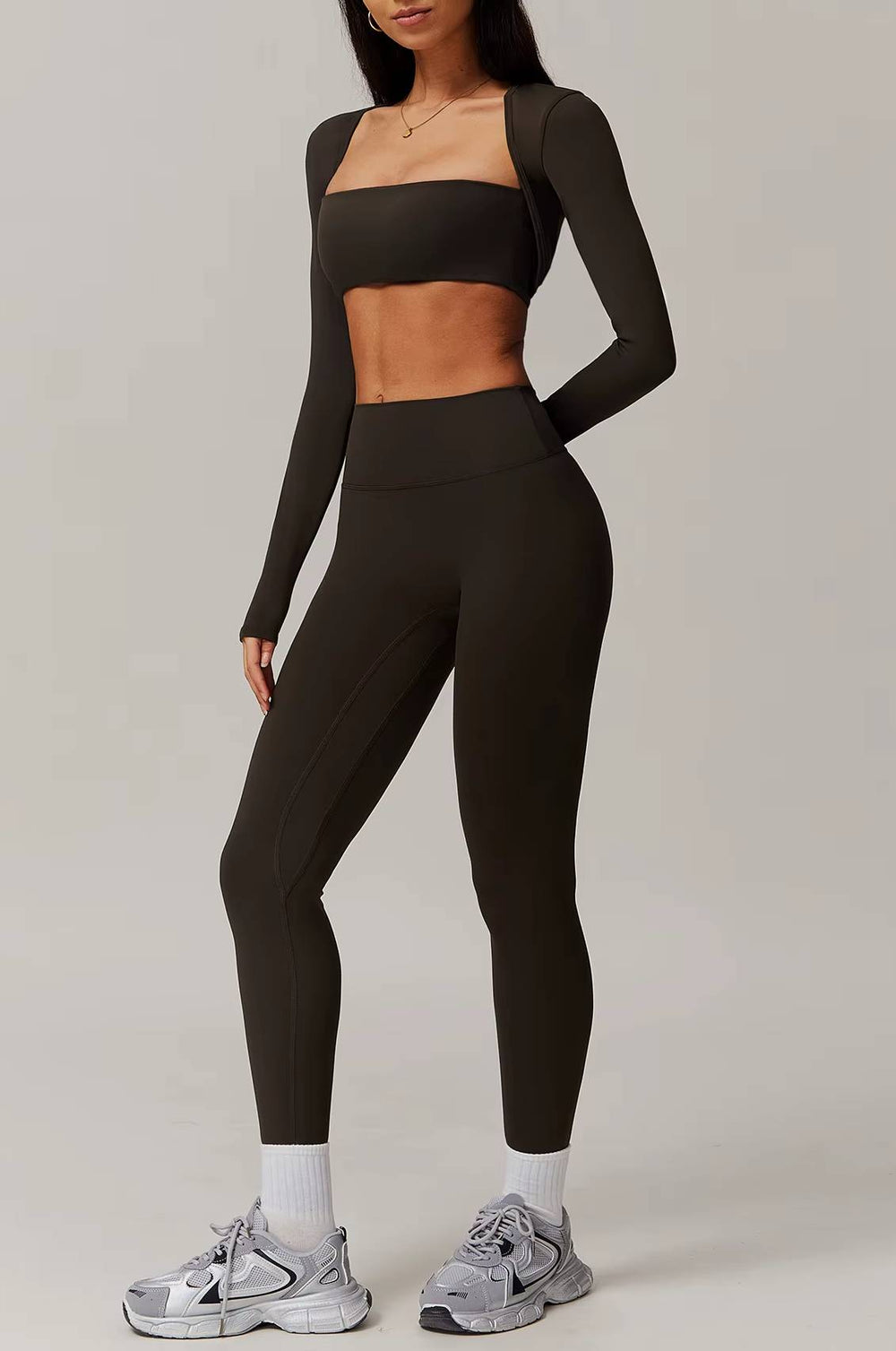 Trendy Quick Drying Brushed Shawl Long Sleeved Yoga Tops Mssza