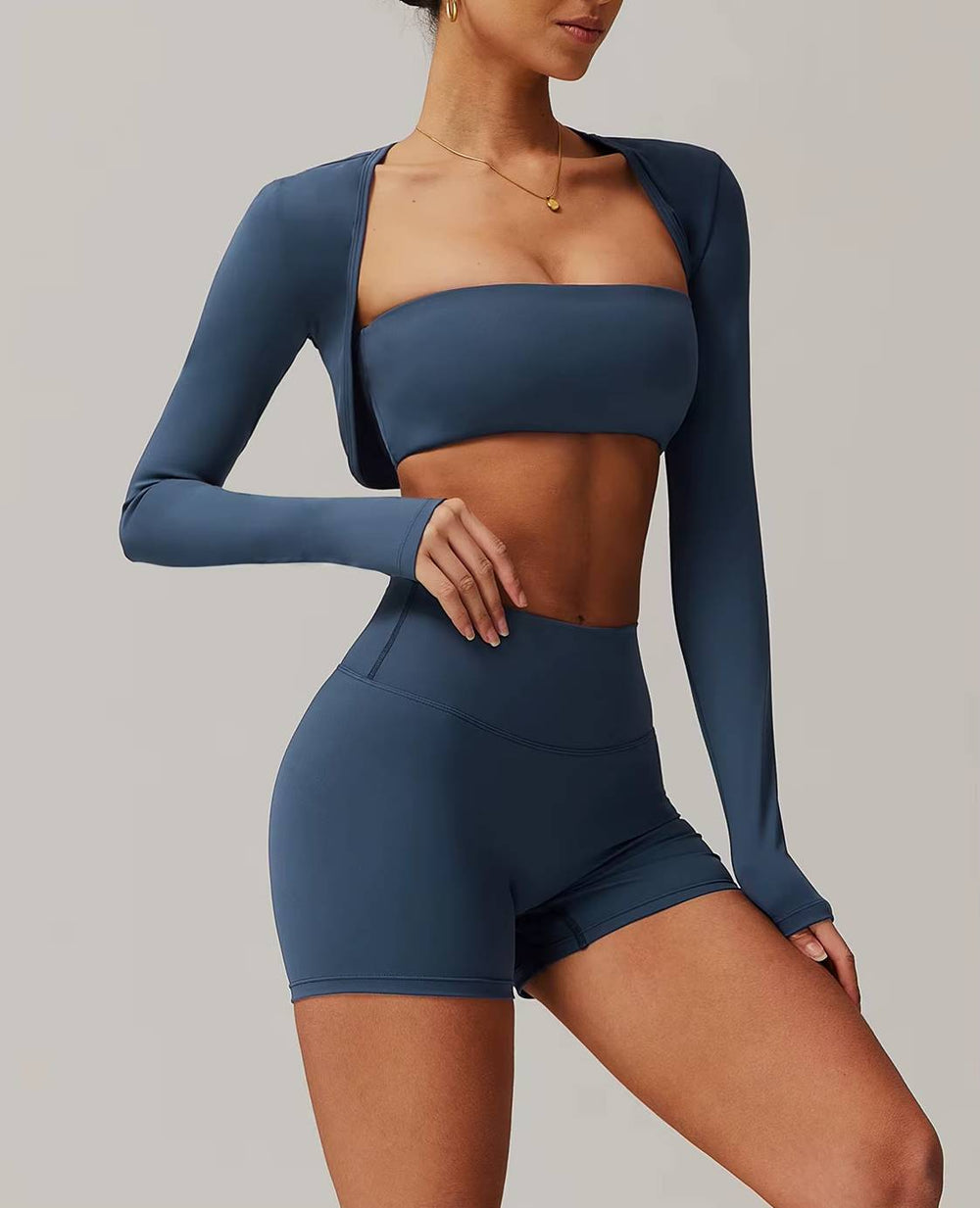 Trendy Quick Drying Brushed Shawl Long Sleeved Yoga Tops Mssza