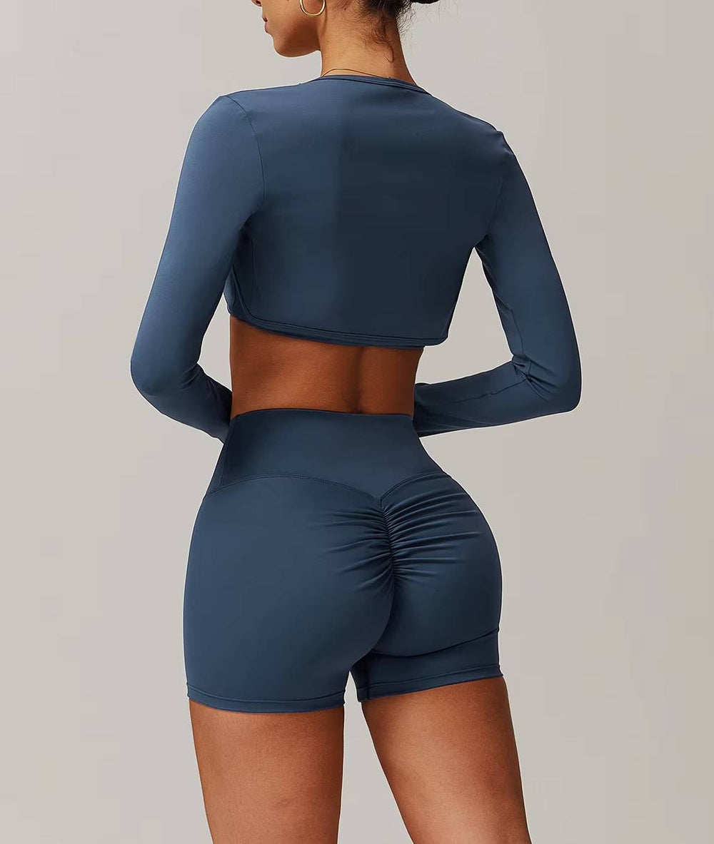 Trendy Quick Drying Brushed Shawl Long Sleeved Yoga Tops Mssza