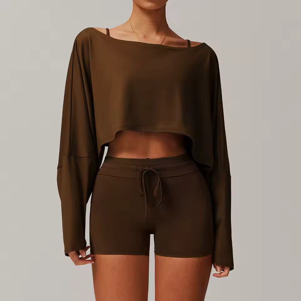 Quick-Drying Crop Top And Pant 2 Piece Sports Yoga Suit Mssza