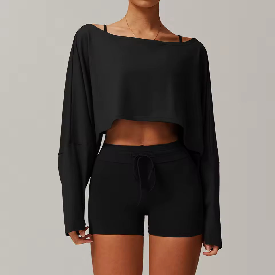 Quick-Drying Crop Top And Pant 2 Piece Sports Yoga Suit Mssza