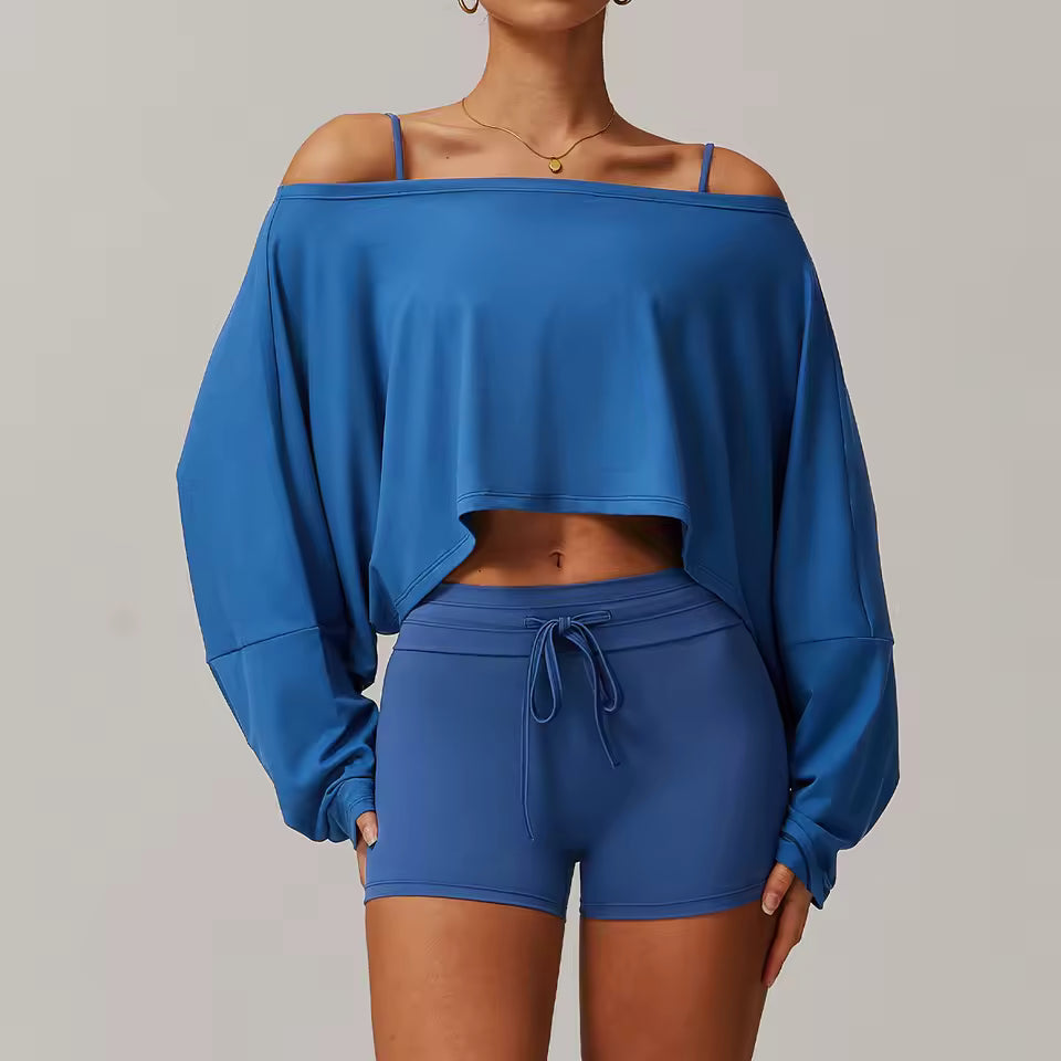 Quick-Drying Crop Top And Pant 2 Piece Sports Yoga Suit Mssza