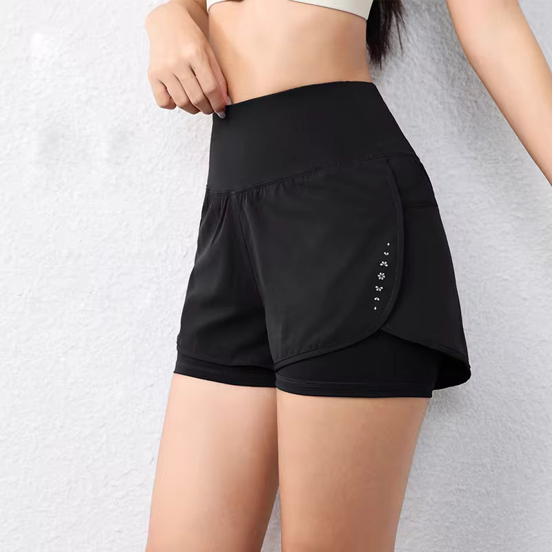 Trendy Quick-Drying Layer Elastic Waist With Pockets Sports Shorts Mssza