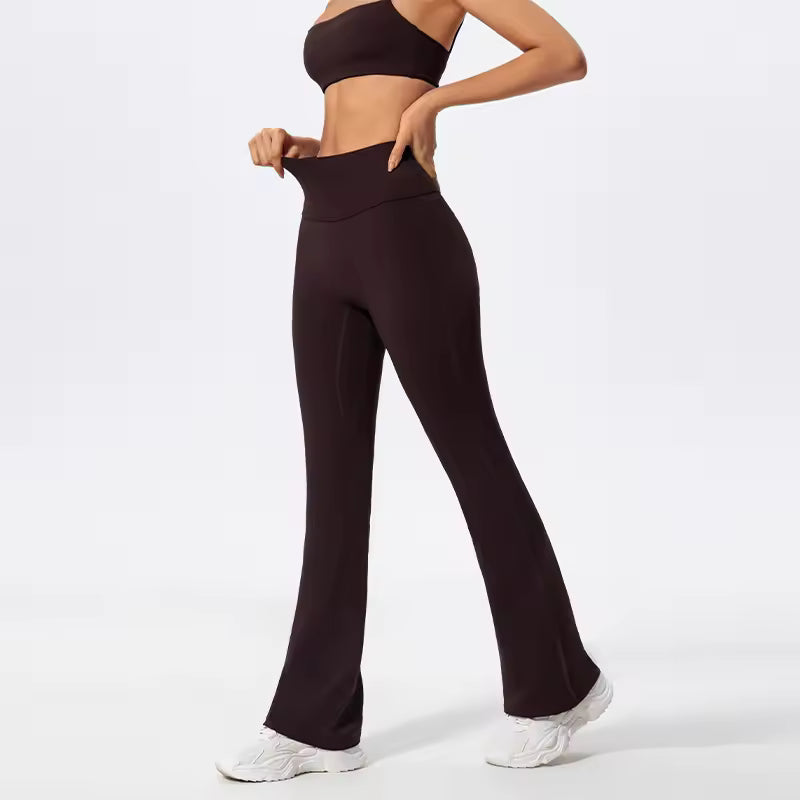 Trendy Quick Drying Yoga Gym Bra And Hight Waisted Flared Pants 2 Piece Set Mssza