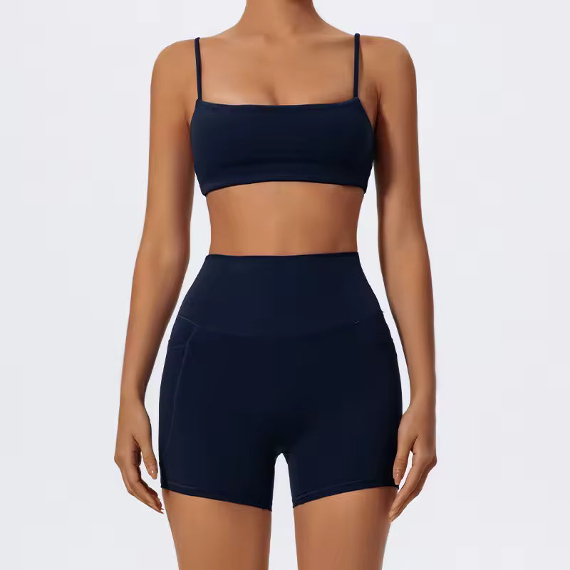 Trendy Quick Drying Yoga Gym Bra And Hight Waisted Short 2 Piece Set Mssza