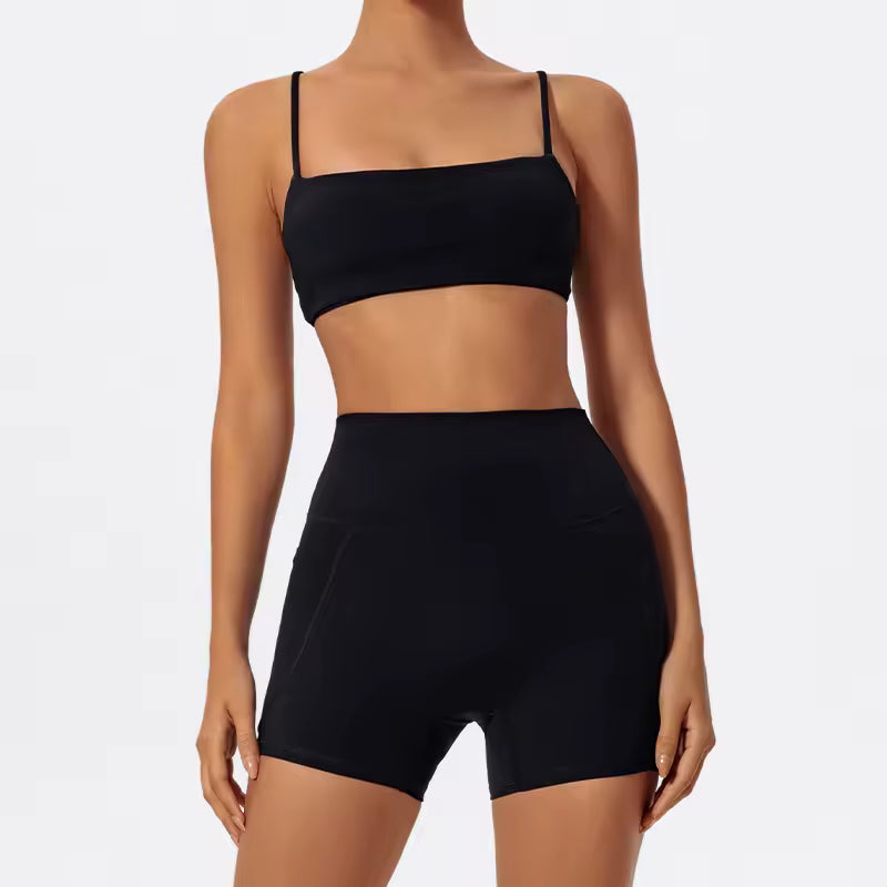 Trendy Quick Drying Yoga Gym Bra And Hight Waisted Short 2 Piece Set Mssza