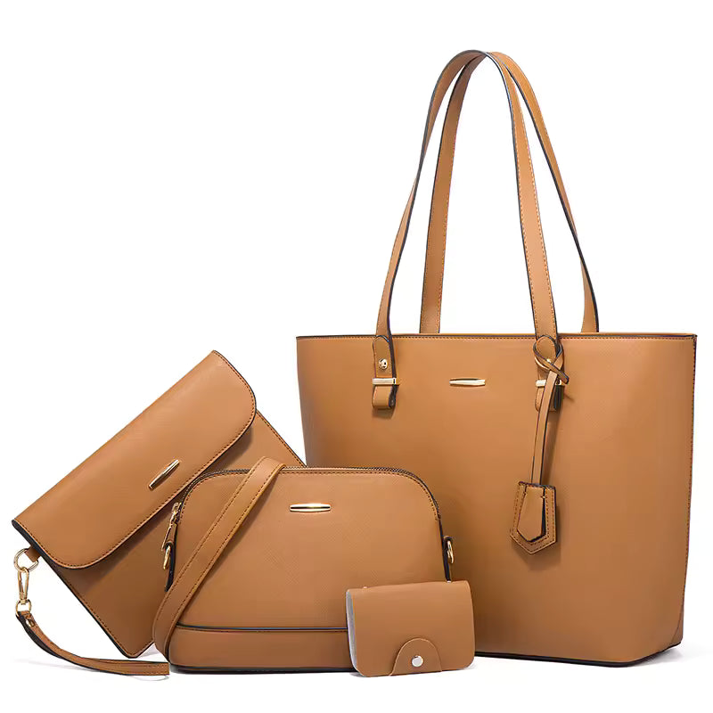 Trendy Retro Large-Capacity Cross-Body Celebrity Shoulder Handbag four-piece set Mssza