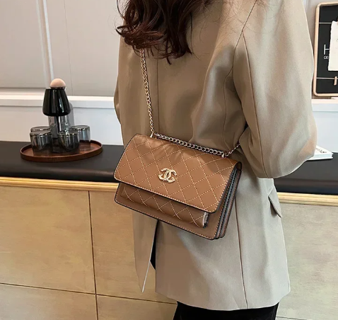 Trendy Rhombus Pattern Chain Strap High Stylish Messenger Durable Bag Mssza