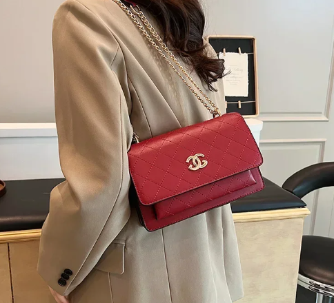 Trendy Rhombus Pattern Chain Strap High Stylish Messenger Durable Bag Mssza
