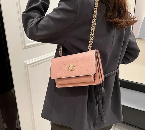 Trendy Rhombus Pattern Chain Strap High Stylish Messenger Durable Bag Mssza