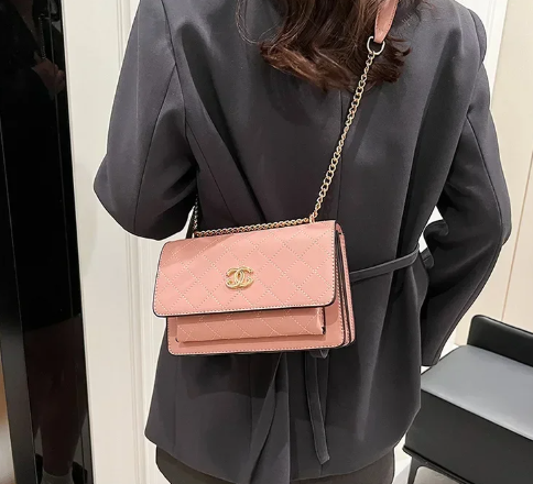 Trendy Rhombus Pattern Chain Strap High Stylish Messenger Durable Bag Mssza