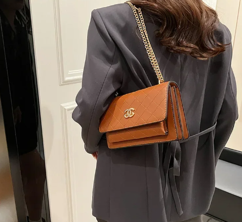 Trendy Rhombus Pattern Chain Strap High Stylish Messenger Durable Bag Mssza