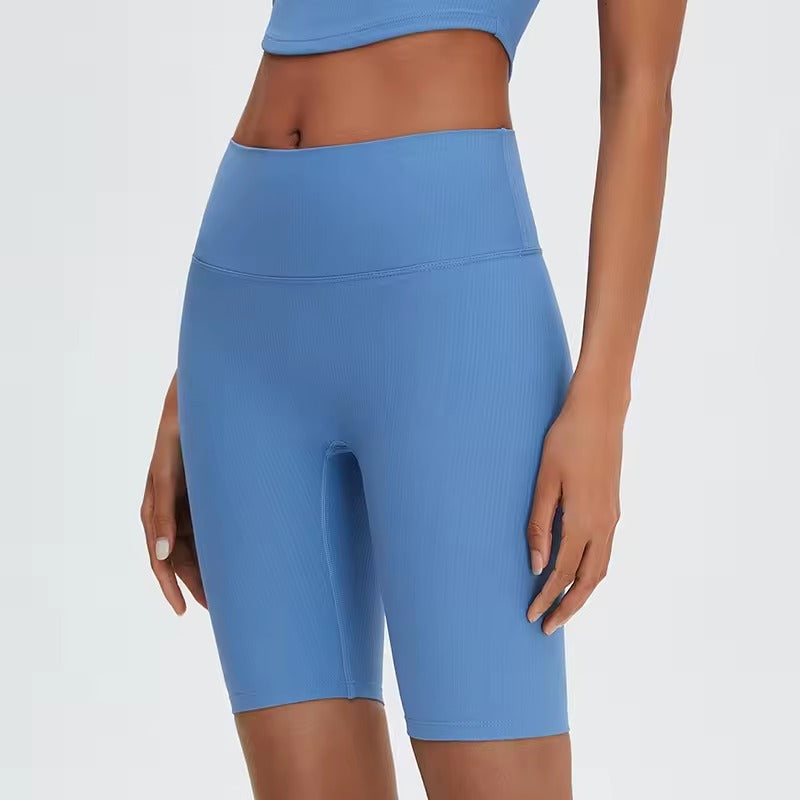 Trendy Ribbed High Waisted Cycling Sports Shorts Mssza