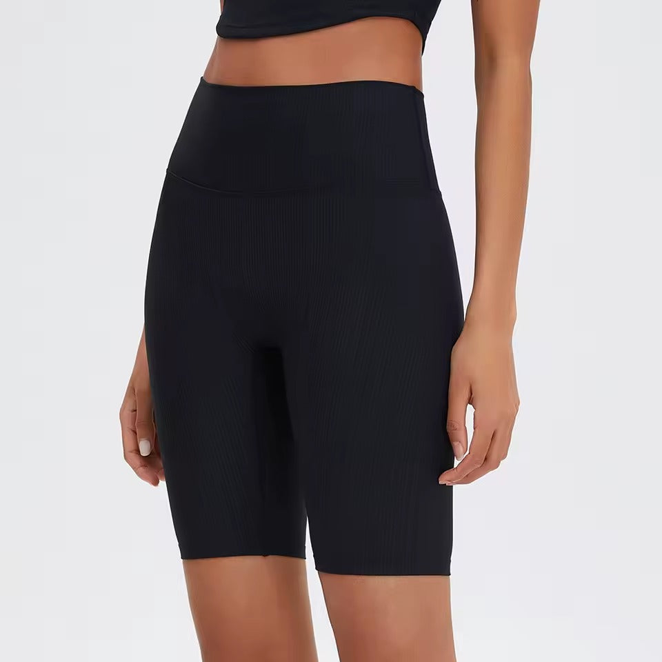Trendy Ribbed High Waisted Cycling Sports Shorts Mssza