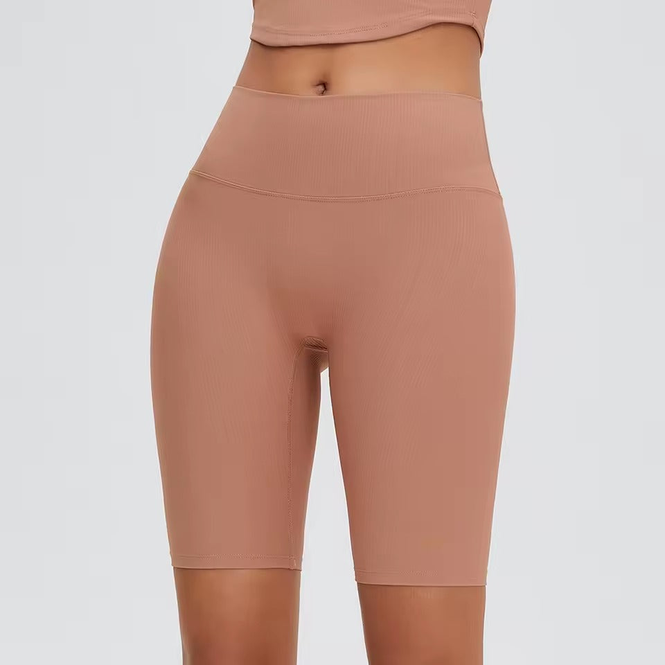 Trendy Ribbed High Waisted Cycling Sports Shorts Mssza
