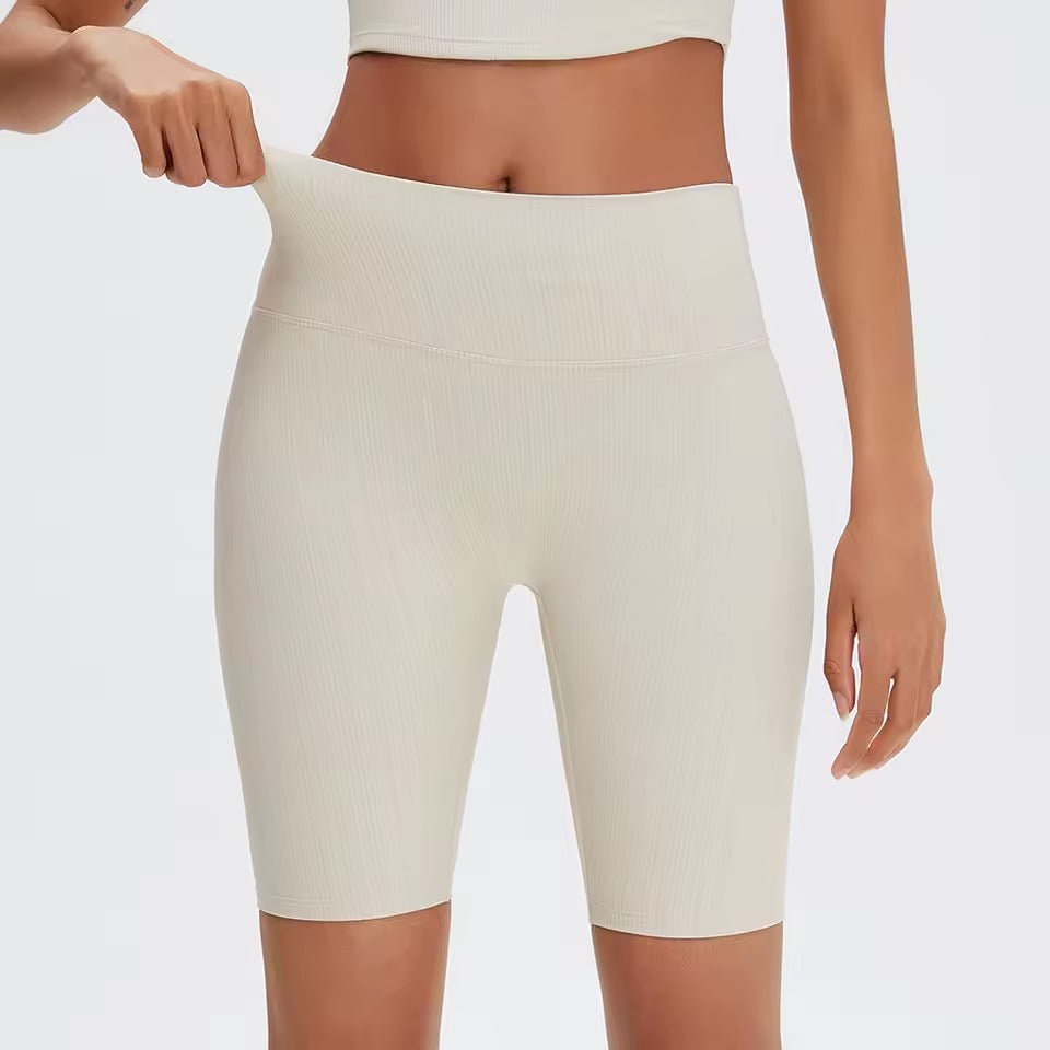 Trendy Ribbed High Waisted Cycling Sports Shorts Mssza