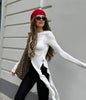 Trendy Ruffled Patchwork Pullover Knit Slim T-shirt Mssza