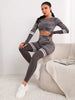 Trendy Seamless Fitness Long Sleeve Cropped Top high Waist Trousers Yoga Suit Mssza