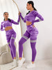 Trendy Seamless Fitness Long Sleeve Cropped Top high Waist Trousers Yoga Suit Mssza