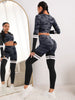 Trendy Seamless Fitness Long Sleeve Cropped Top high Waist Trousers Yoga Suit Mssza