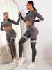 Trendy Seamless Fitness Long Sleeve Cropped Top high Waist Trousers Yoga Suit Mssza
