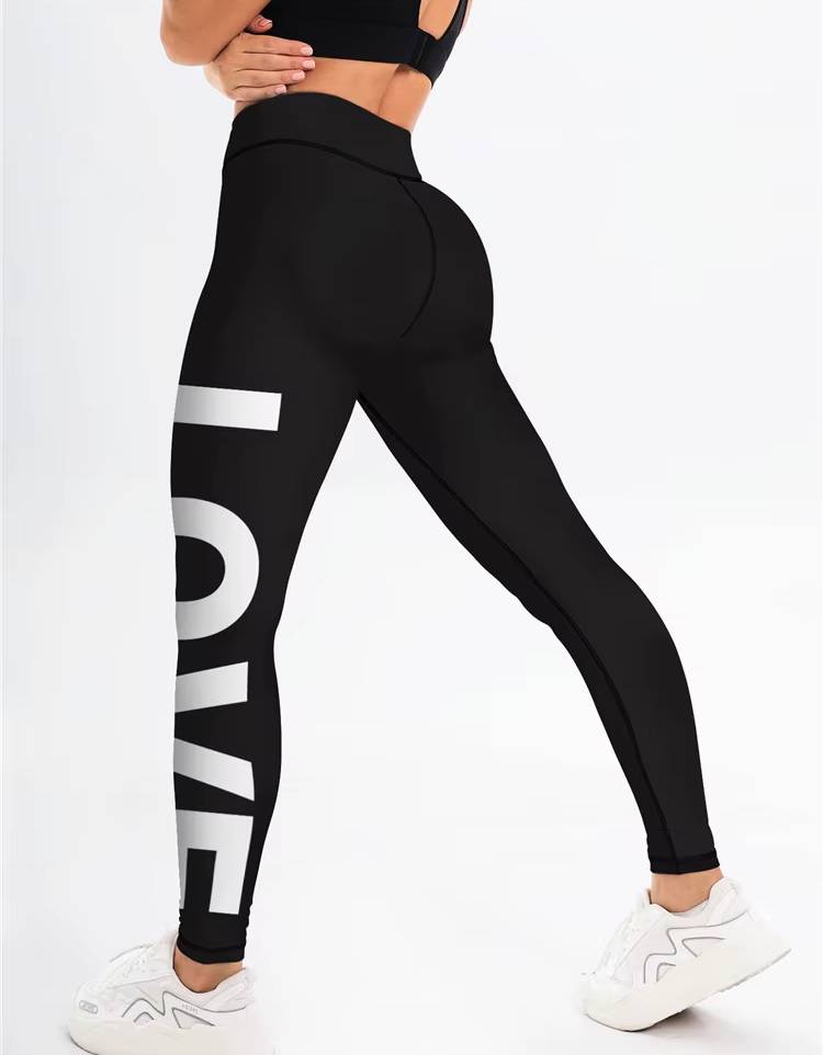Trendy Seamless Letter Printed Ankle-Length Yoga Leggings Mssza