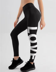 Trendy Seamless Letter Printed Ankle-Length Yoga Leggings Mssza