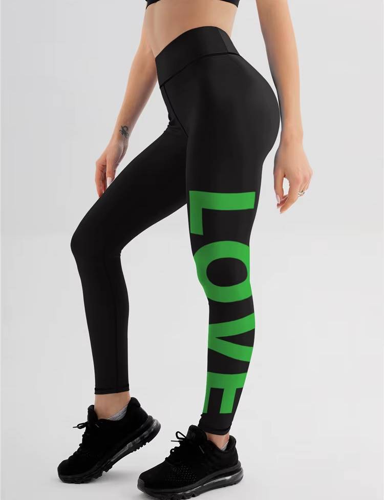 Trendy Seamless Letter Printed Ankle-Length Yoga Leggings Mssza
