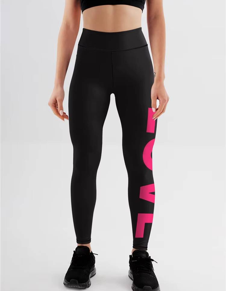 Trendy Seamless Letter Printed Ankle-Length Yoga Leggings Mssza