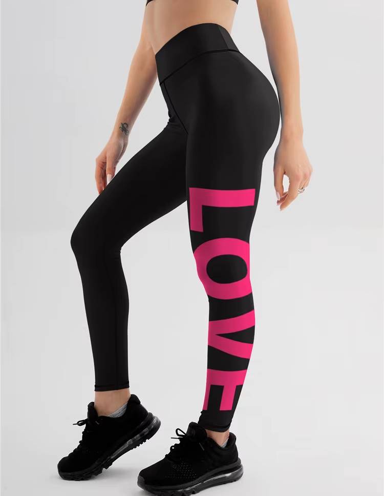Trendy Seamless Letter Printed Ankle-Length Yoga Leggings Mssza