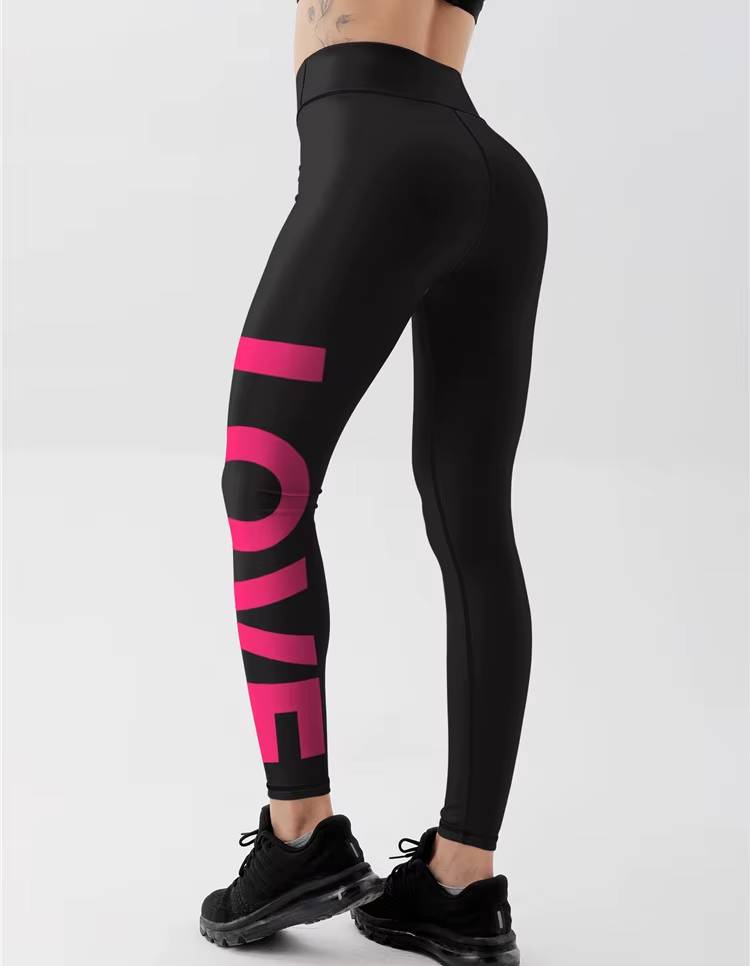 Trendy Seamless Letter Printed Ankle-Length Yoga Leggings Mssza
