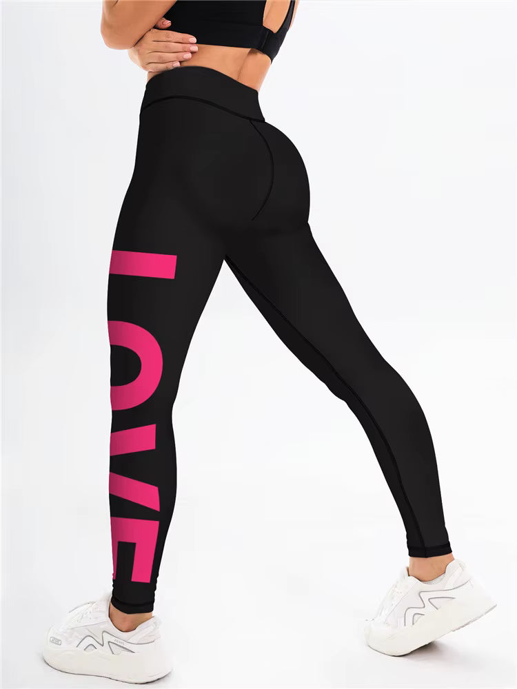 Trendy Seamless Letter Printed Ankle-Length Yoga Leggings Mssza