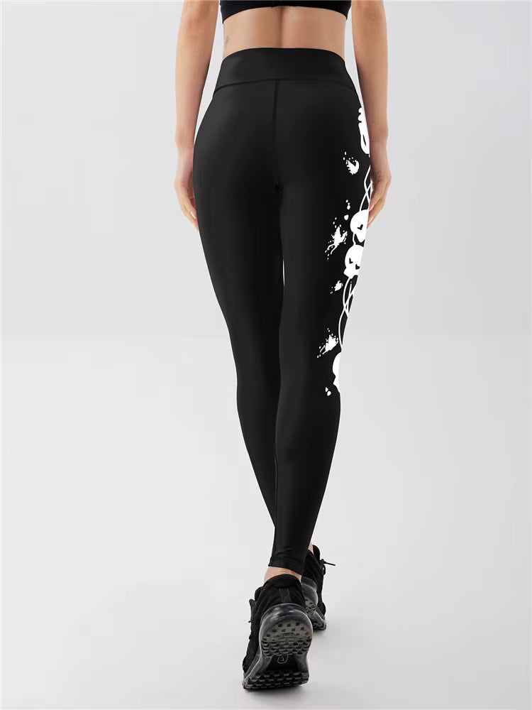 Trendy Seamless Skull Printed Ankle-Length Yoga Pants Mssza
