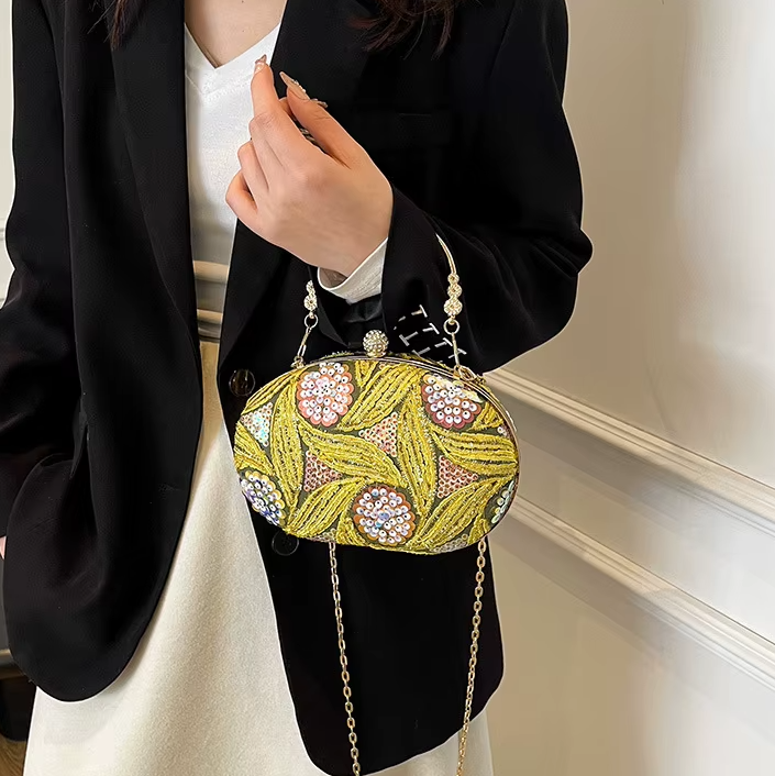 Trendy Sequin Beading Hand-Held Dinner Crossbody Chain Bag Mssza