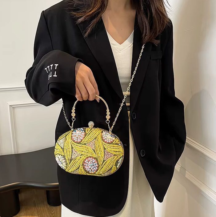 Trendy Sequin Beading Hand-Held Dinner Crossbody Chain Bag Mssza