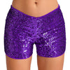 Trendy Shiny Sequins Nightclub Pole Dancing Low Rise Stretchy Shorts Mssza