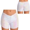 Trendy Shiny Sequins Nightclub Pole Dancing Low Rise Stretchy Shorts Mssza