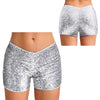 Trendy Shiny Sequins Nightclub Pole Dancing Low Rise Stretchy Shorts Mssza
