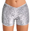Trendy Shiny Sequins Nightclub Pole Dancing Low Rise Stretchy Shorts Mssza